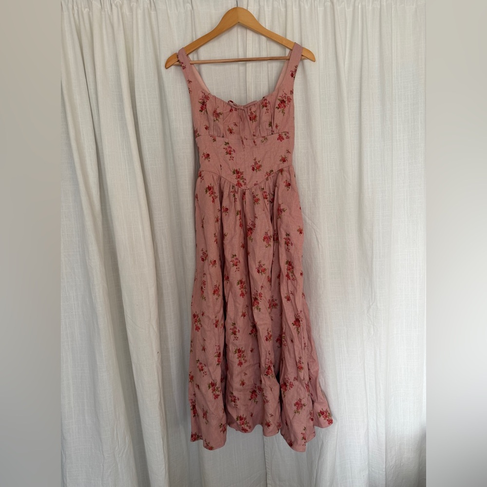 Reformation Balia Linen Dress - Tea Time (pink) - Picture 4 of 4
